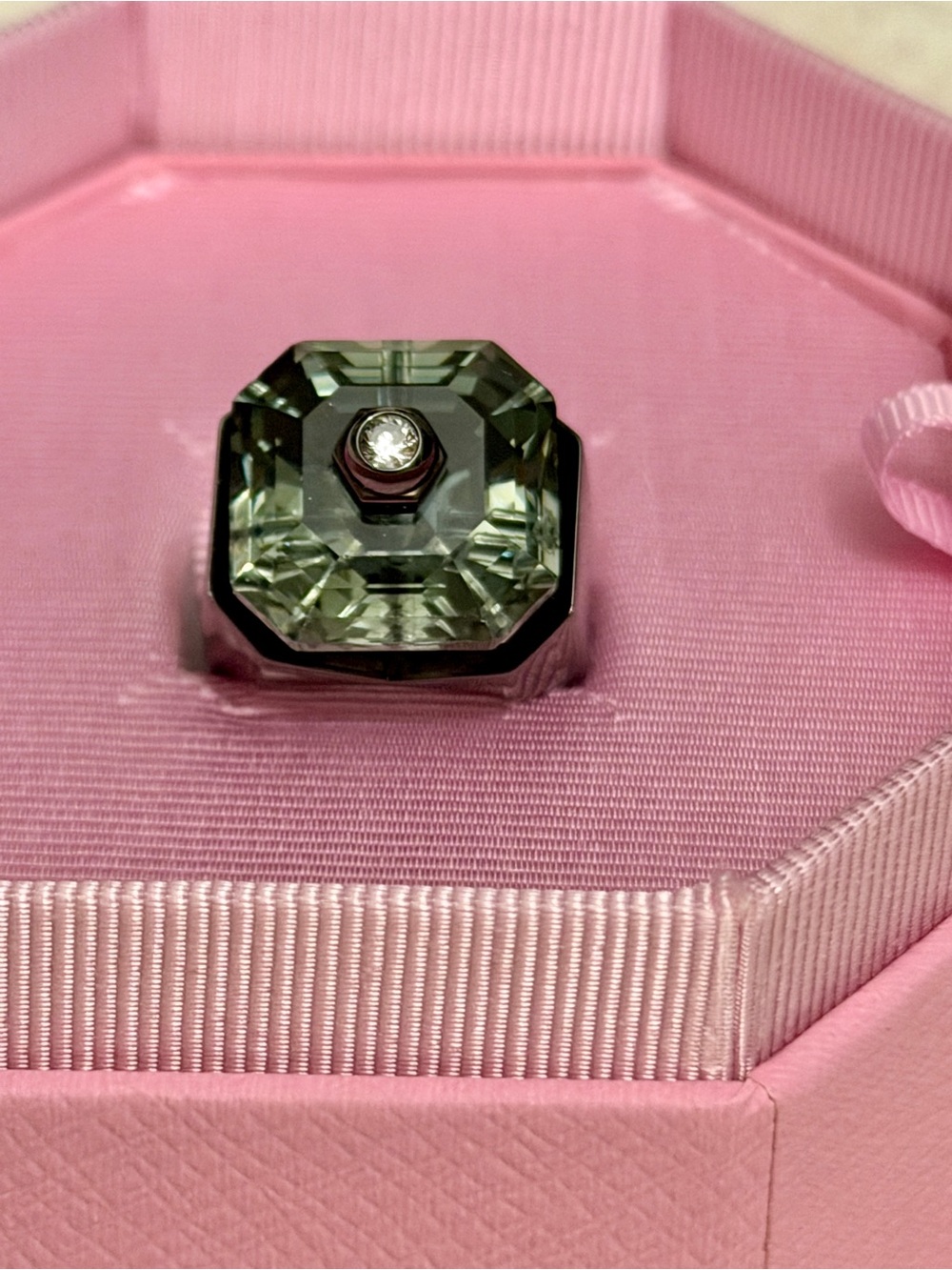 Authentic Swarovski Numina cocktail ring Octagon cut, Black, Ruthenium plated
